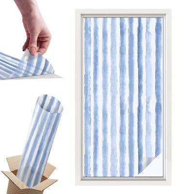 Okleina na okno mleczna Błękitne pasy