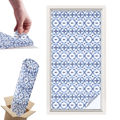 Witraż samoprzylepny na okno Niebieska mozaika