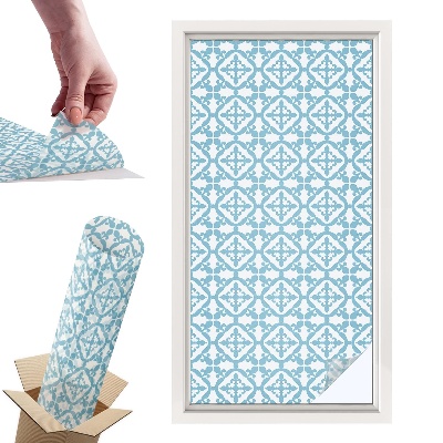 Naklejki witrażowe na drzwi Niebieskie ornamenty