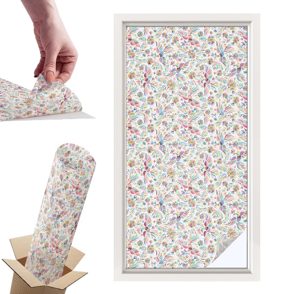 Witraż samoprzylepny na okno Barwna egzotyka