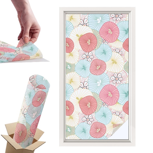 Witraż samoprzylepny na okno Kwiaty pastelowe