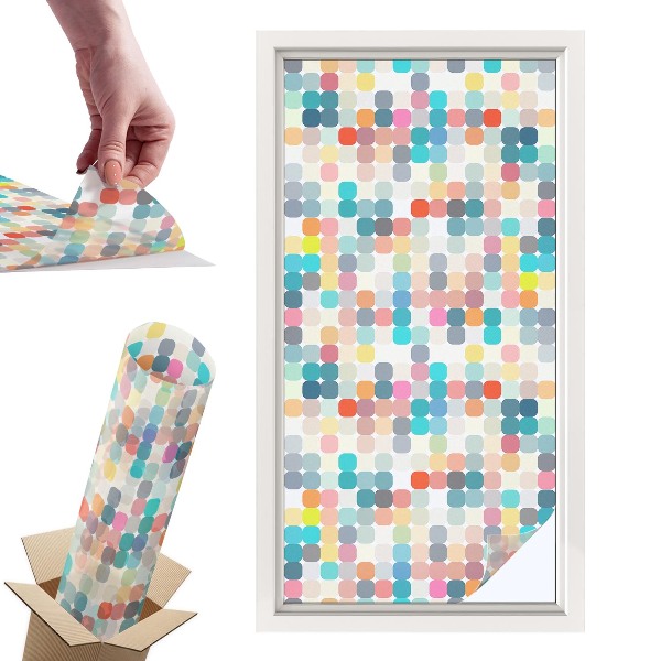 Okleina na okno mleczna Kolorowe kwadraty