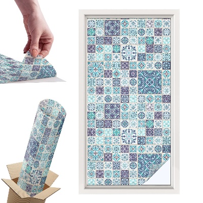 Okleina na okno mleczna Kwiatowe kafelki