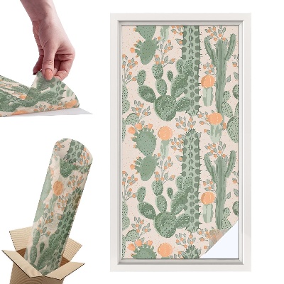 Okleina na okno mleczna Zielone sukulenty