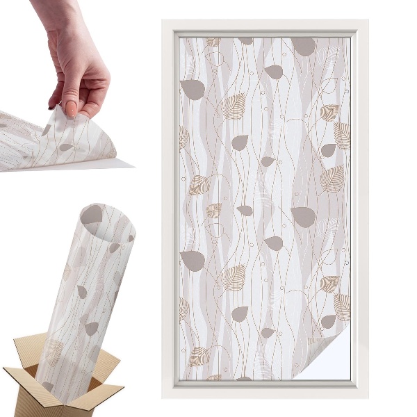 Okleina na okno mleczna Eleganckie liście