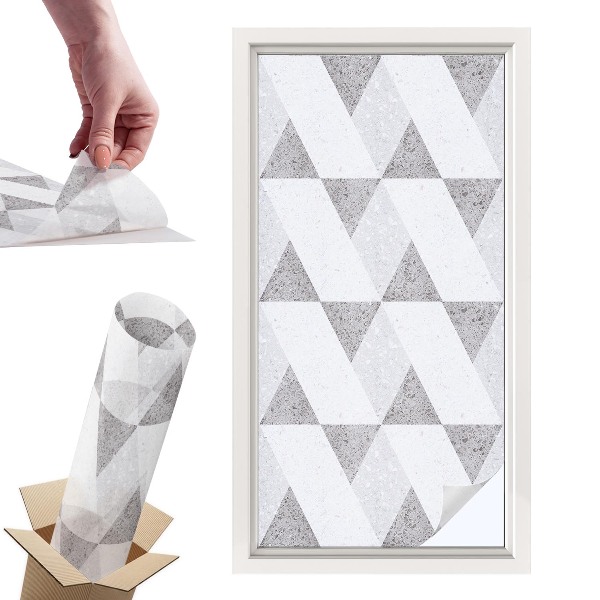 Okleina na okno mleczna Szare trójkąty