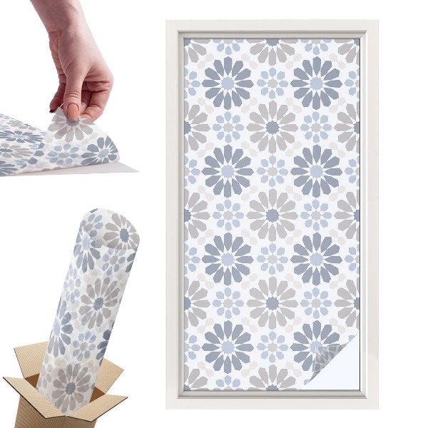 Okleina na okno mleczna Kwiatowa mozaika