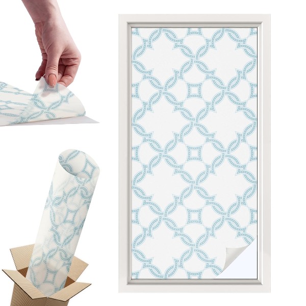 Naklejki witrażowe na drzwi Geometria niebieska