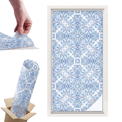 Okleina na okno mleczna Niebieskie kafle