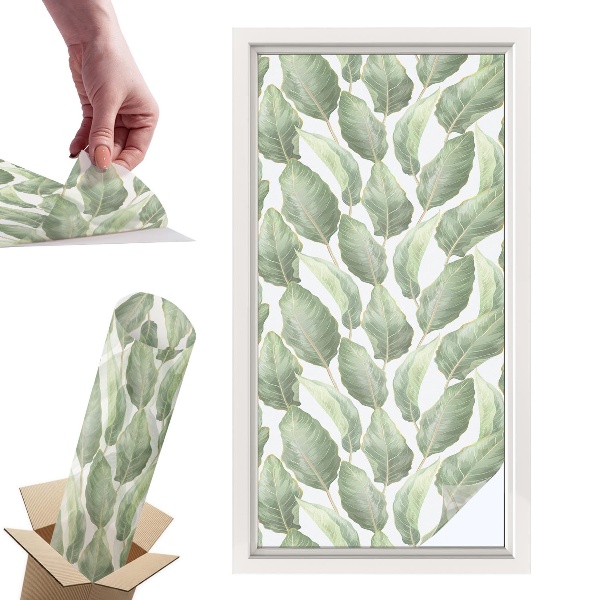 Witraż samoprzylepny na okno Zielone liście