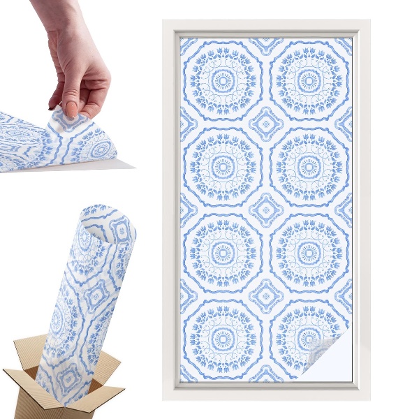 Witraż samoprzylepny na okno Kwiatowe ornamenty