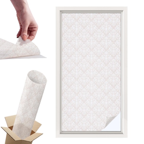 Okleina na okno mleczna Ornament roślinny