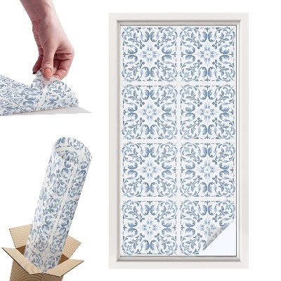 Witraż samoprzylepny na okno Kwiatowe ornamenty