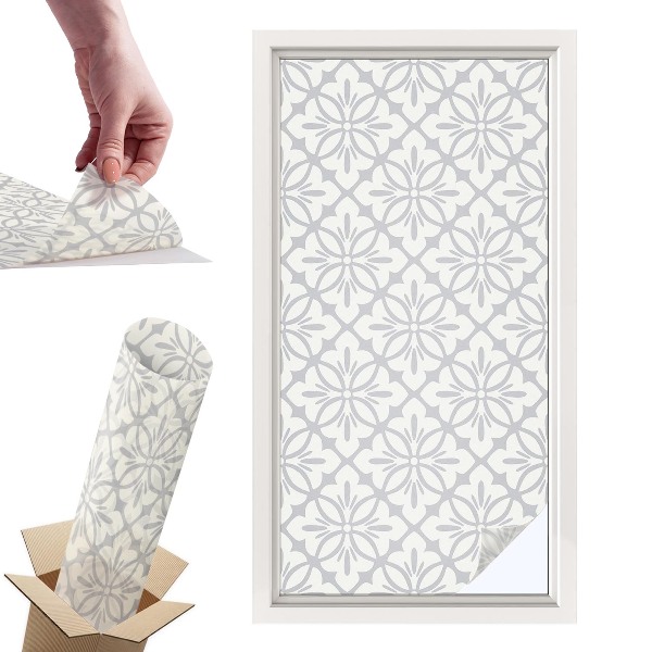 Okleina na okno mleczna Kwiatowe rozety