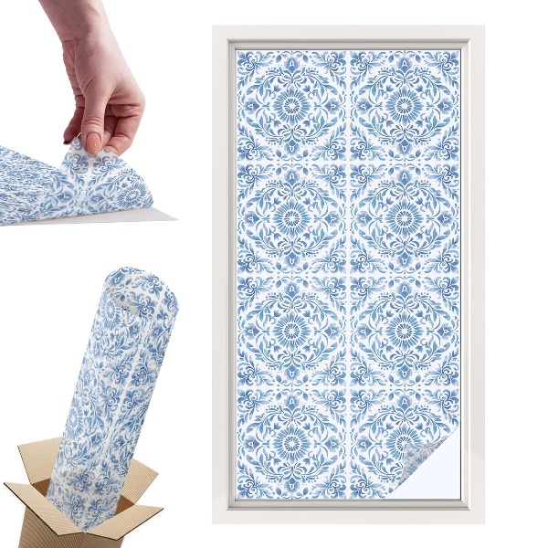 Witraż samoprzylepny na okno Kwiatowy ornament