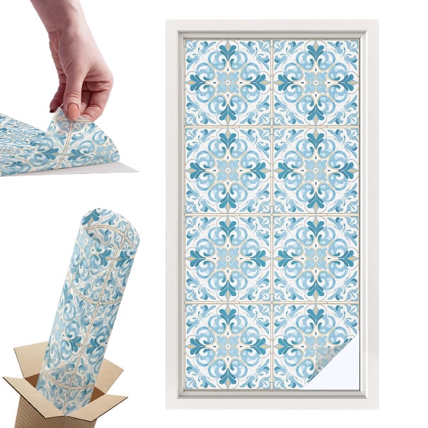 Naklejki witrażowe na drzwi Kwiatowe kafelki