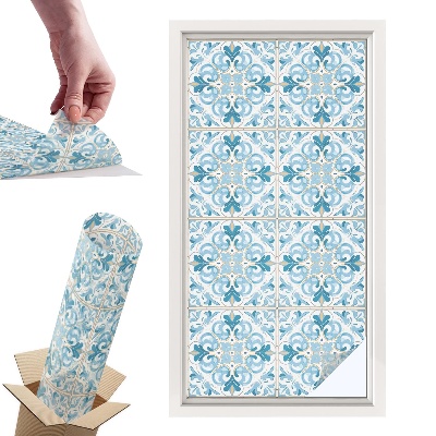 Naklejki witrażowe na drzwi Kwiatowe kafelki