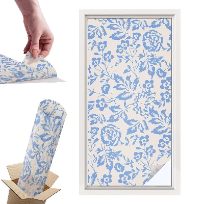 Naklejki witrażowe na drzwi Kwiaty liście