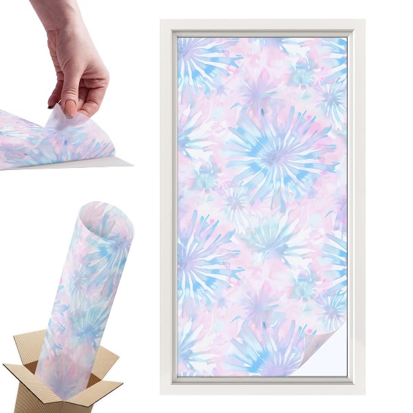 Witraż samoprzylepny na okno Kwiatowe akwarele