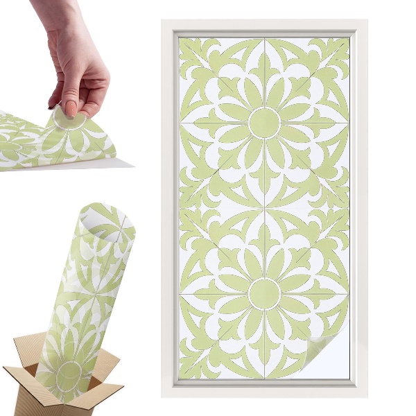 Okleina na okno mleczna Zielony ornament