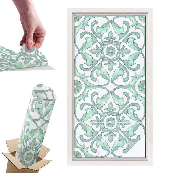 Okleina na okno mleczna Zielona symetria