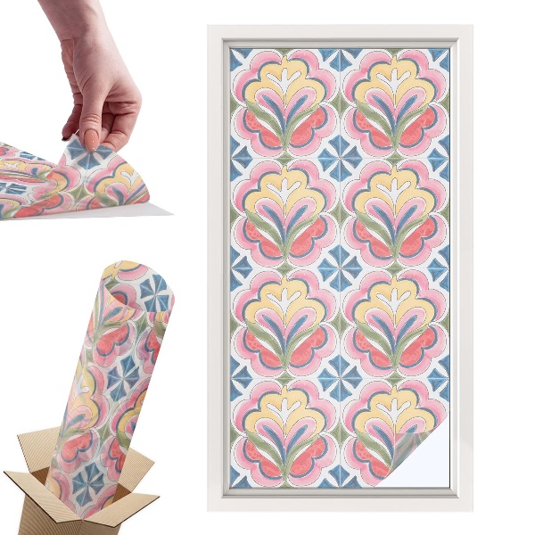 Okleina na okno mleczna Kwiatowe wzory