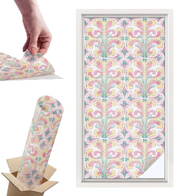 Naklejki witrażowe na drzwi Kwiatowa symetria