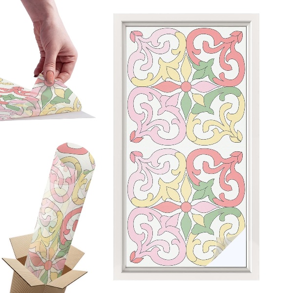 Okleina na okno mleczna Kwiatowe ornamenty