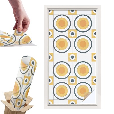 Okleina na okno mleczna Retro okręgi