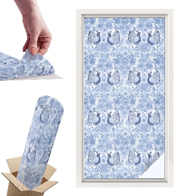 Okleina na okno mleczna Kwiatowy ptasi