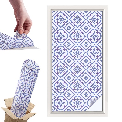 Naklejki witrażowe na drzwi Niebieskie kafelki