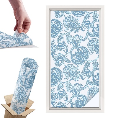 Witraż samoprzylepny na okno Niebieskie ornamenty