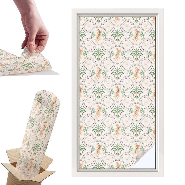 Naklejki witrażowe na drzwi Leopard palmowy