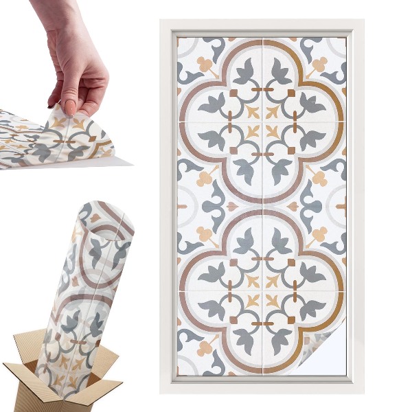 Okleina na okno mleczna Kaflowe ornamenty