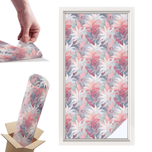 Witraż samoprzylepny na okno Kwiatowe liście