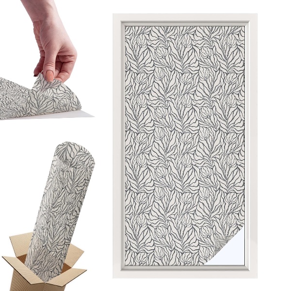 Witraż samoprzylepny na okno Liście kwiaty