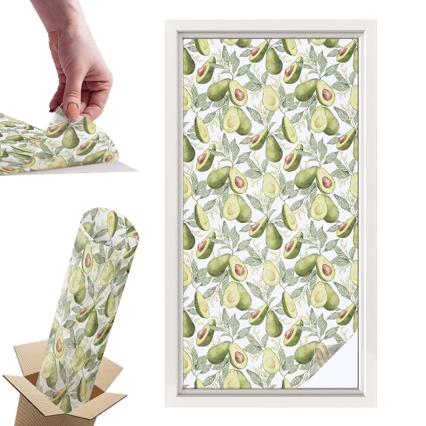 Okleina na okno mleczna Awokado liście