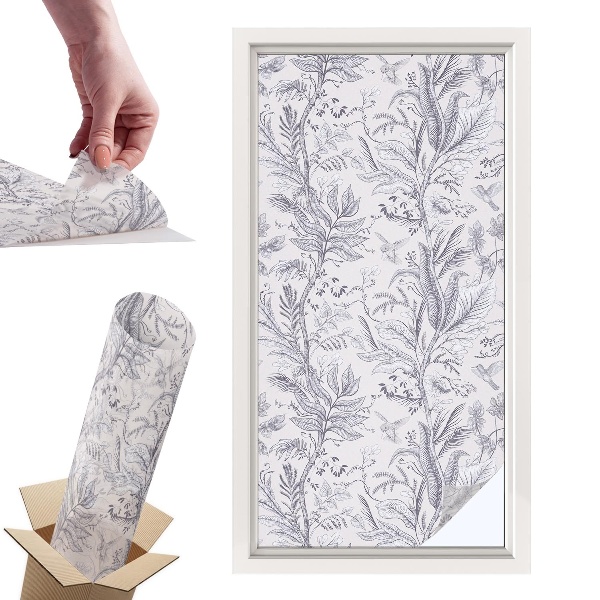 Okleina na okno mleczna Liście i motyle