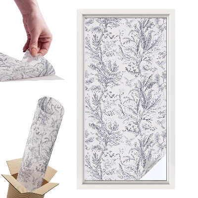 Okleina na okno mleczna Liście i motyle