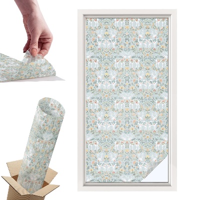 Naklejki witrażowe na drzwi Jelenie kwiaty