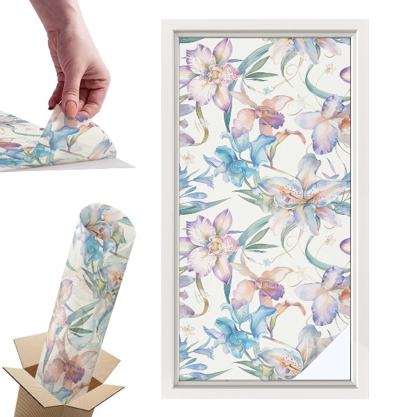 Witraż samoprzylepny na okno Kwiatowy motyw