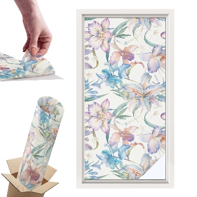 Witraż samoprzylepny na okno Kwiatowy motyw