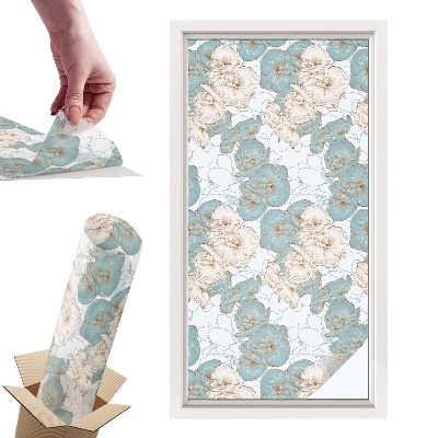 Okleina na okno mleczna Delikatne kwiaty