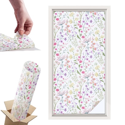 Naklejki witrażowe na drzwi Kwiecista łąka