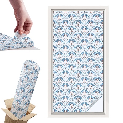 Naklejki witrażowe na drzwi Niebieskie palmy