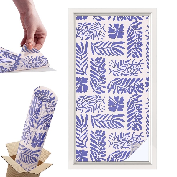 Okleina na okno mleczna Roślinne desenie