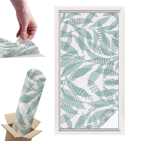 Okleina na okno mleczna Zielone liście