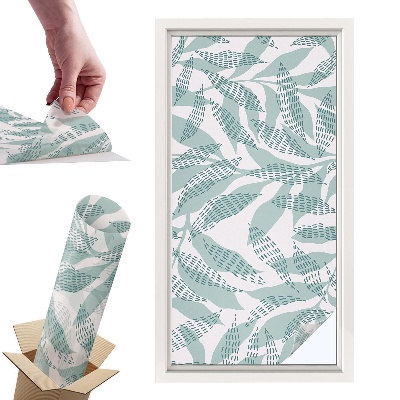 Okleina na okno mleczna Zielone liście