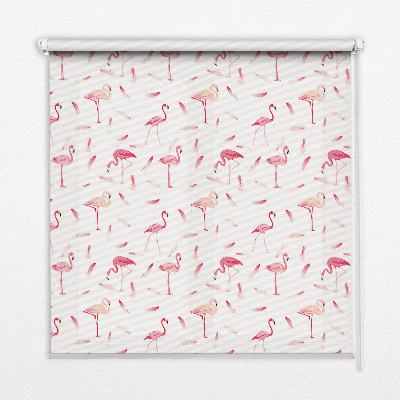 Roleta materiałowa Flamingi i pióra