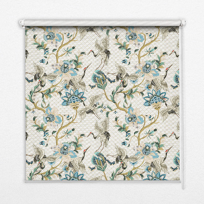 Roleta na okno Kwiaty i ptaki